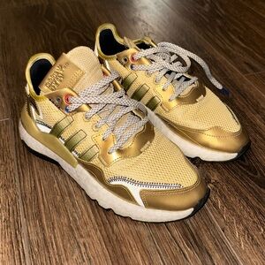 adidas nite joggers in gold
